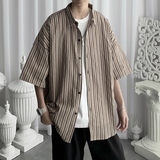 714B/D644P45控68港风2025夏季青少年条纹衬衫宽松中性衬衣休闲，男装衬衫，星座714B(原C313-1)