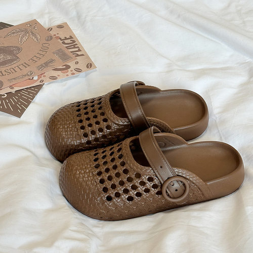 女夏编织镂空包头防滑洞洞鞋