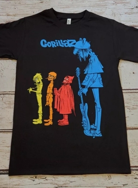 摇滚街头霸王Gorillaz短袖T恤男夏季2025新款纯棉街头顽童半袖潮
