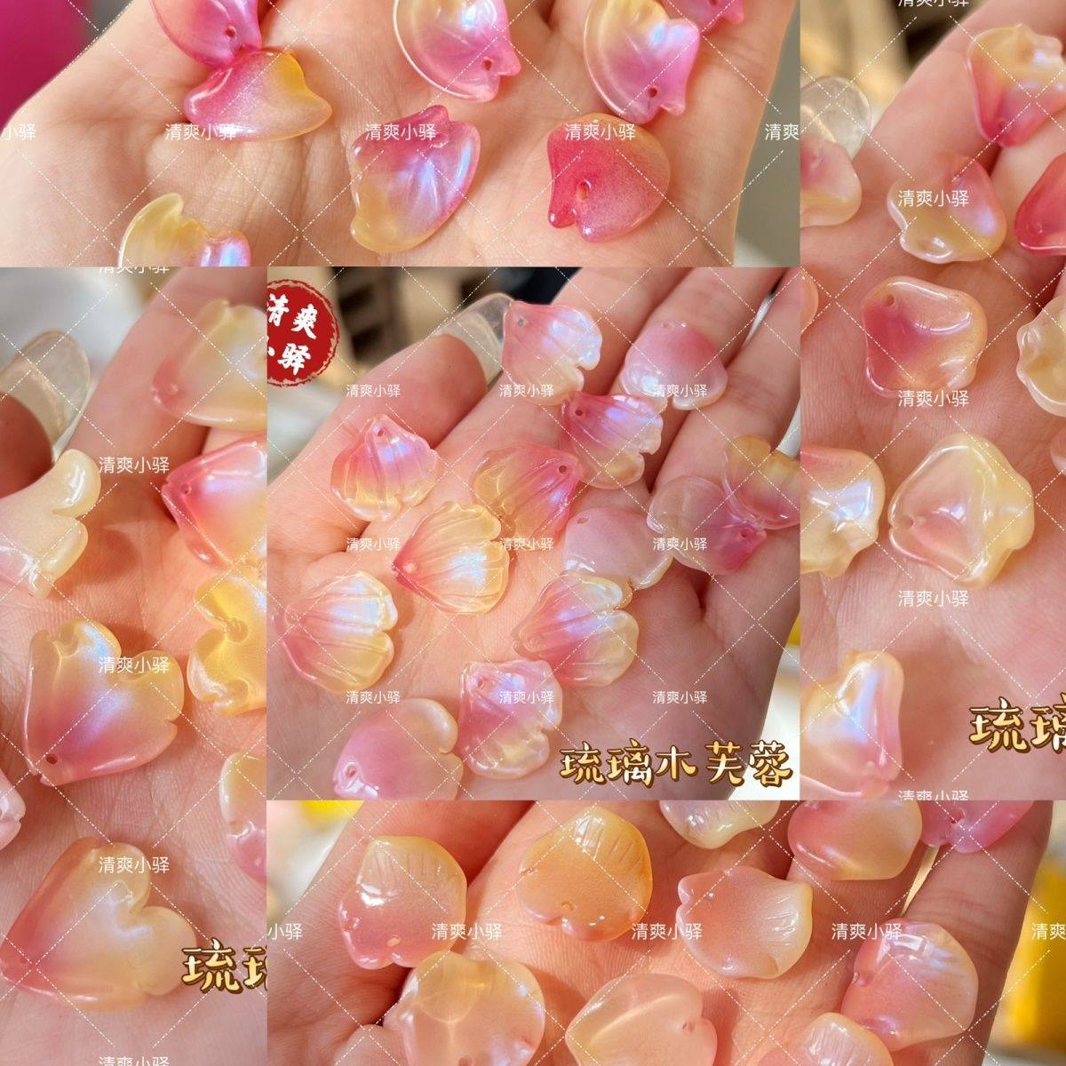 春款定制色系 黄粉蓝光琉璃雪腊梅野牡丹凌霄花花瓣手工发饰材料图片