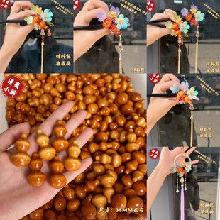 无孔木质喷漆葫芦中国结挂件钥匙扣绕指手把件发簪diy配件材料