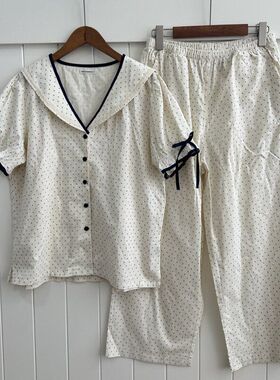 public republic 韩国甜美纯棉波点泡泡袖夏款家居服女睡衣