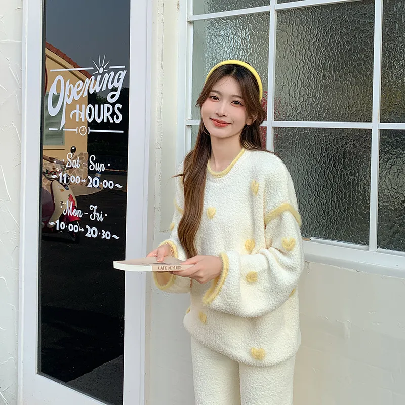 爱心减龄可爱针织毛线睡衣女秋冬睡袍/浴袍