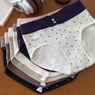 糯叽叽羊绒感9909复古浪漫波卡尔波点磨毛女内裤 A类纯棉加长裆10A