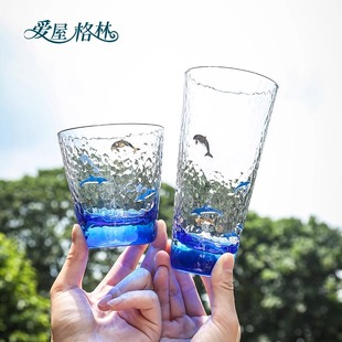 2024家用办公室茶杯 爱屋格林海豚玻璃杯夏天女高颜值杯子男女新款