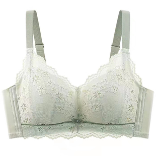 三排扣文胸无钢圈小胸深V加厚聚拢上托调整型女性感蕾丝内衣胸罩