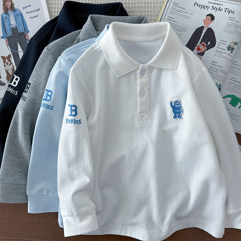 棉100%~男童长袖POLO衫中大童纯棉翻领T恤男孩纯色百搭打底上衣,童装/婴儿装/亲子装,T恤,淘宝优惠券,粉丝福利购,淘宝优惠卷