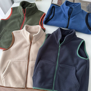 25新款 亲子儿童摇粒绒马甲秋冬男女童加绒加厚坎肩中大童保暖背心