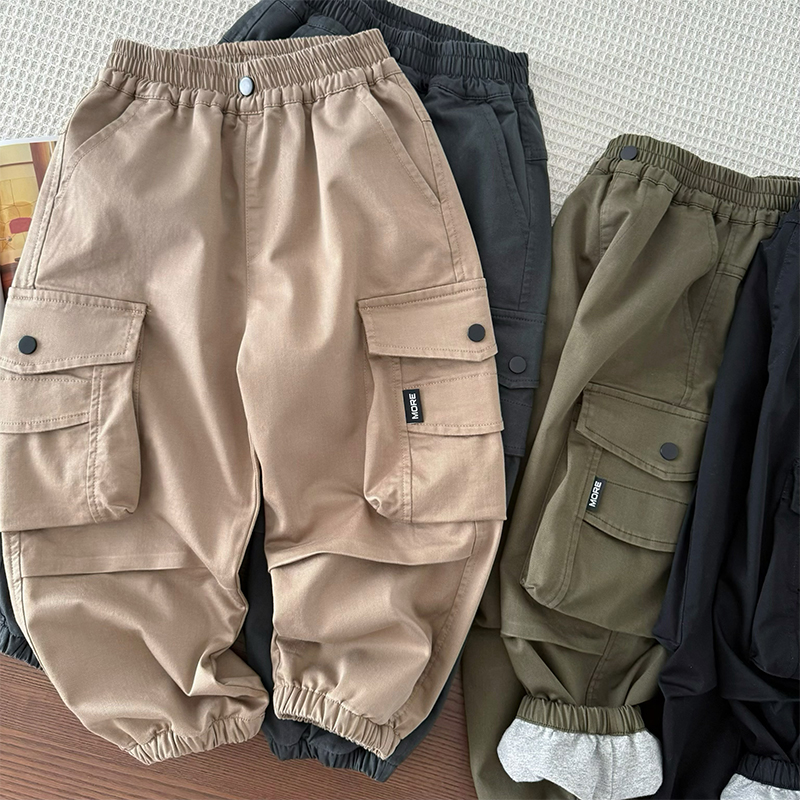 男童双层休闲夹裤加厚保暖工装裤