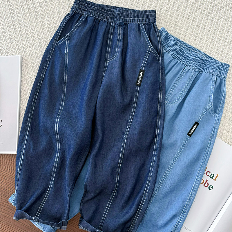 男童天丝牛仔裤薄裤子~春夏季中大童休闲长裤空调间防蚊直筒裤