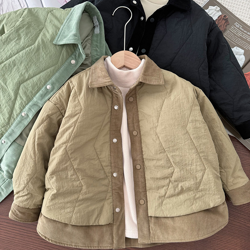 男童棉服小外套夹棉厚衬衣棉内胆