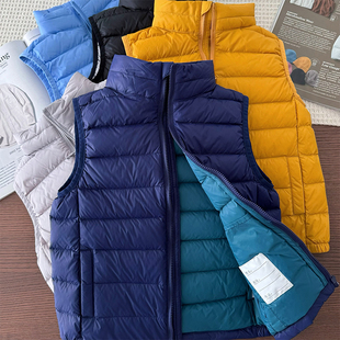 儿童轻薄羽绒马甲男女童白鸭绒保暖背心宝宝立领拉链马夹坎肩内胆