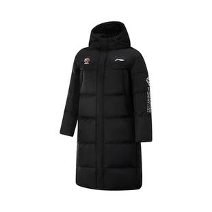 鸭绒连帽保暖透气羽绒衣服AYMU389 李宁正品 2024冬男CBA长款