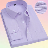 衬衫 打底衫 男长袖 秋季 商务休闲职业工正装 条纹衬衣西装 加肥加大码