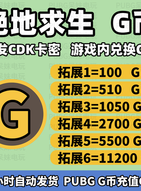 PUBGG币 绝地求生G币CDK兑换码吃鸡g币充值点卷gb金币货币皮肤CDK