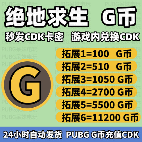PUBG绝地求生G币CDK兑换码充值