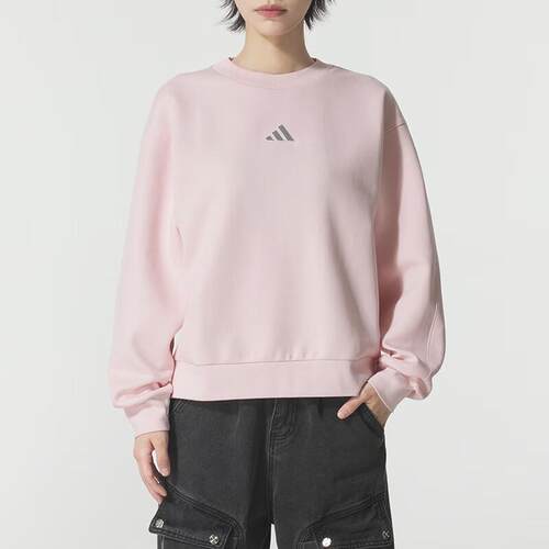 阿迪女装舒适百搭圆领套头卫衣
