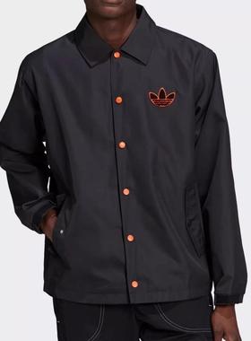 adidas三叶草男装 舒适运动休闲翻领夹克外套 H07087 JC9908