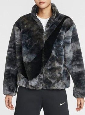 NIKE耐克女装 运动休闲舒适人造毛立领夹克 HQ4871-010