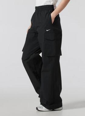 Nike耐克女裤 纯色百搭大口袋宽松工装休闲运动长裤 HM6977-010