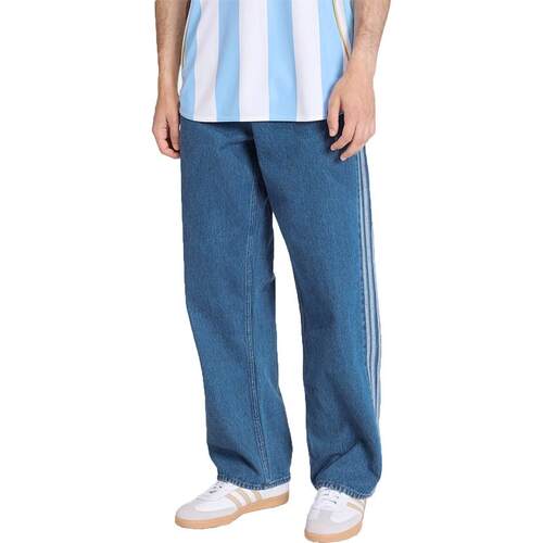 阿迪三叶草男款宽松牛仔运动裤