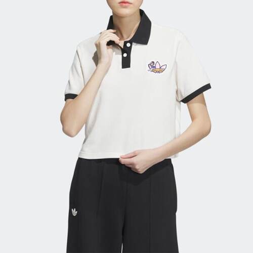 Adidas三叶草女装 运动休闲百搭短袖T恤POLO衫 IP1777 JM8000 - 封面