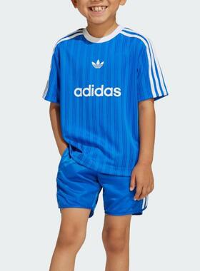 Adidas三叶草童装 圆领舒适轻便透气百搭运动休闲套装 JC9167
