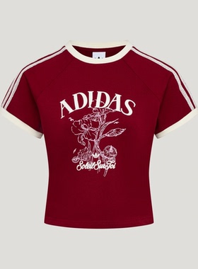 adidas三叶草 女子潮流时尚印花经典休闲圆领短袖T恤KX0734
