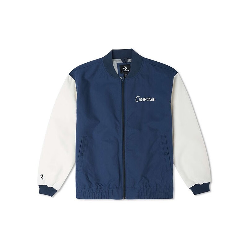 男休闲学院风拼色棒球服夹克