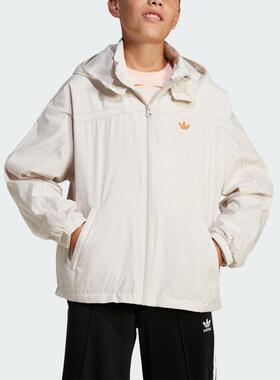 adidas三叶草童装 简约舒适日常休闲梭织连帽夹克外套JC7322