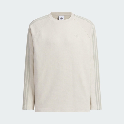 阿迪三叶草男条纹宽松休闲长袖T