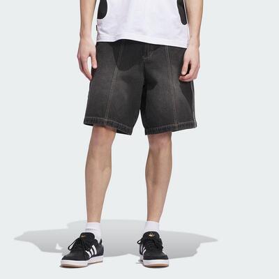 adidas三叶草男裤 运动休闲潮流舒适百搭牛仔短裤 JX5468