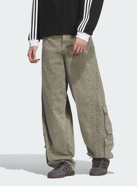 Adidas三叶草女裤 复古工装宽松牛仔长裤 KE0467 IW5758 KG0201