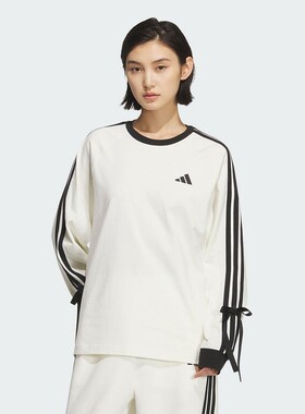 adidas阿迪女装 经典条纹舒适百搭休闲圆领长袖T恤KG3859 JY7655