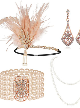 Lowosaiwor20年代羽gatsby头带 1920s flapper headband,复古羽毛