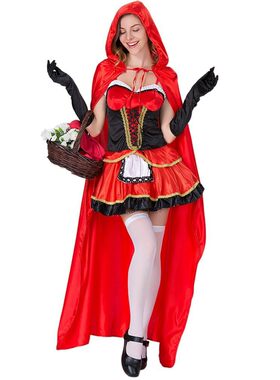 外贸欧美万圣节cos服装红色小红帽角色扮演演出服化妆舞会表演服