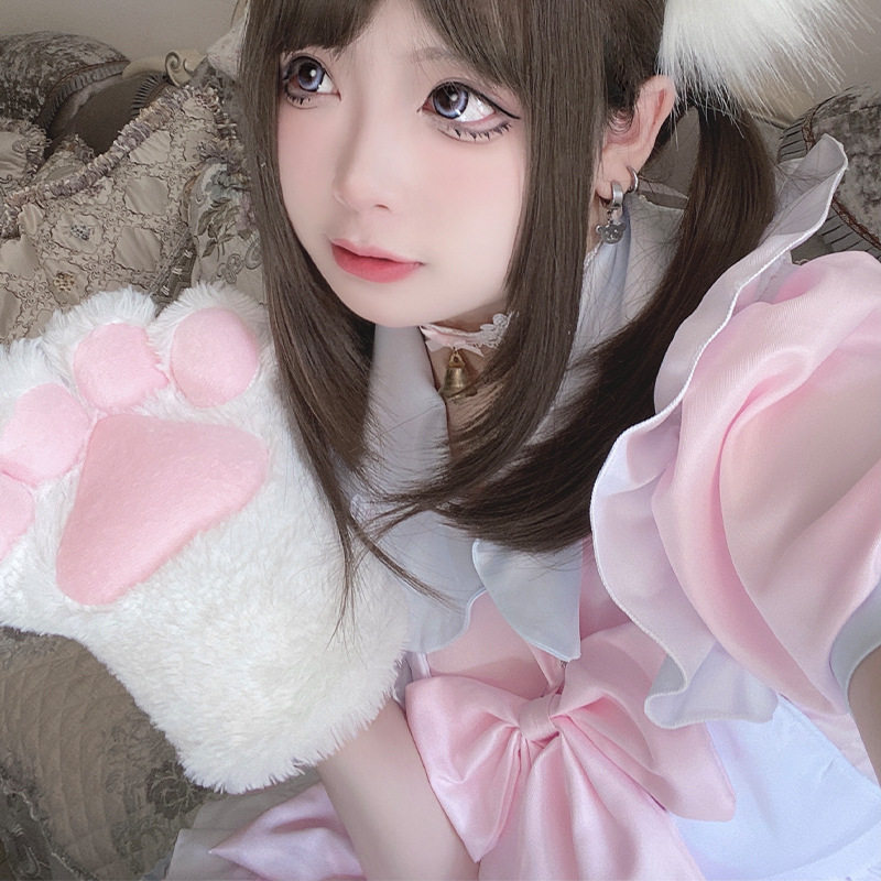 日系软妹Lolita女仆装cosplay粉色萝莉女佣制服蝴蝶结短袖连衣裙