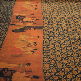 古典风味唐代仕女图28姆米宽门幅边花香云纱红云纱面料连衣裙布料