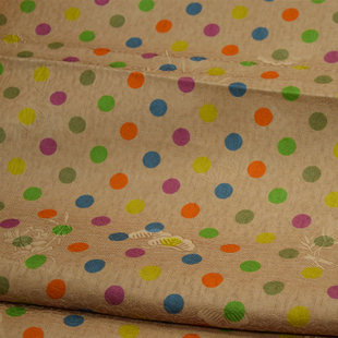 时尚香云纱28姆彩色圆点波点花萝红云纱套装连衣裙面料桑蚕丝布料