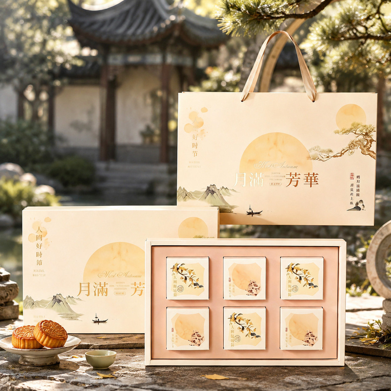 2026年新款中秋月饼包装盒礼盒空盒子国风4粒6粒装高档月满芳华