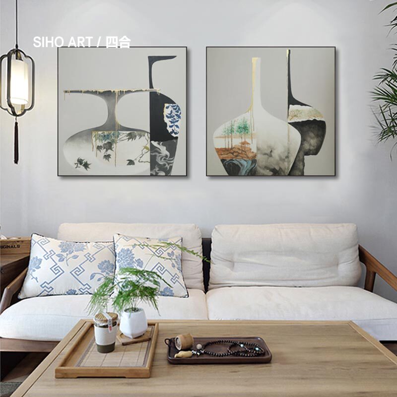 纯手绘油画 瓶中景  书房餐厅过道静物挂画