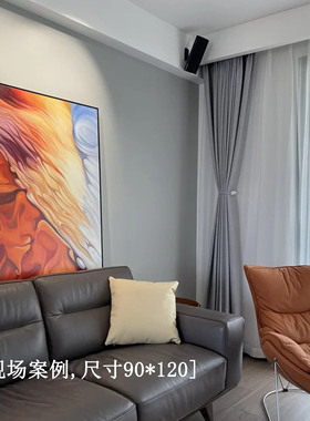 四合手绘 红色基调绚丽光晕 定制酒店会所别墅样板间高端手绘油画