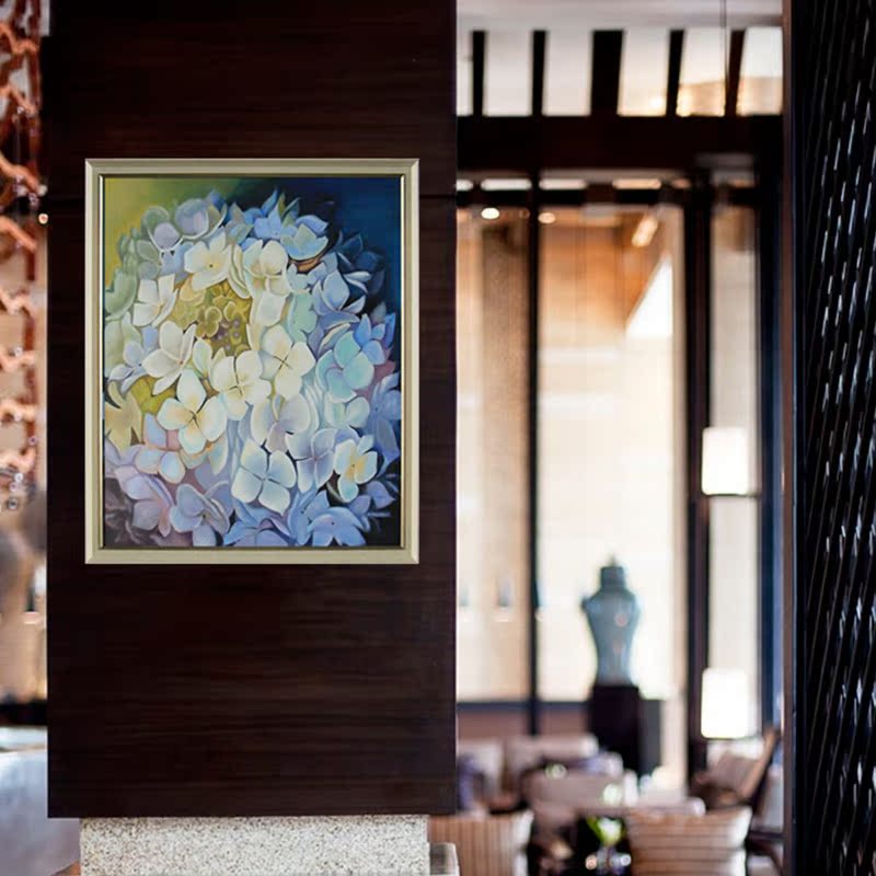 四合艺术 可定制新古典纯手绘花卉客厅 餐厅沙发背景墙装饰画挂画图片