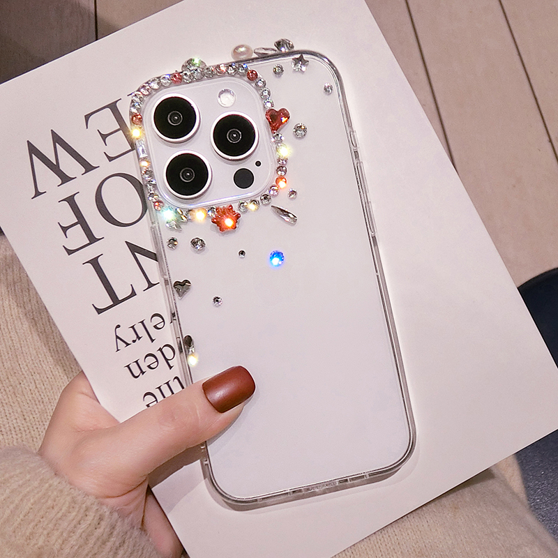 苹果16贴钻手机壳奢华新款iPhone15ProMax镶钻保护套13mini全包14plus防摔12带钻石闪11女神XS气质7软壳8潮xr