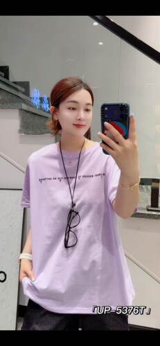 宜语析UP5376大码T恤衫女胖mm短袖上衣200斤女装新款圆领小衫夏装