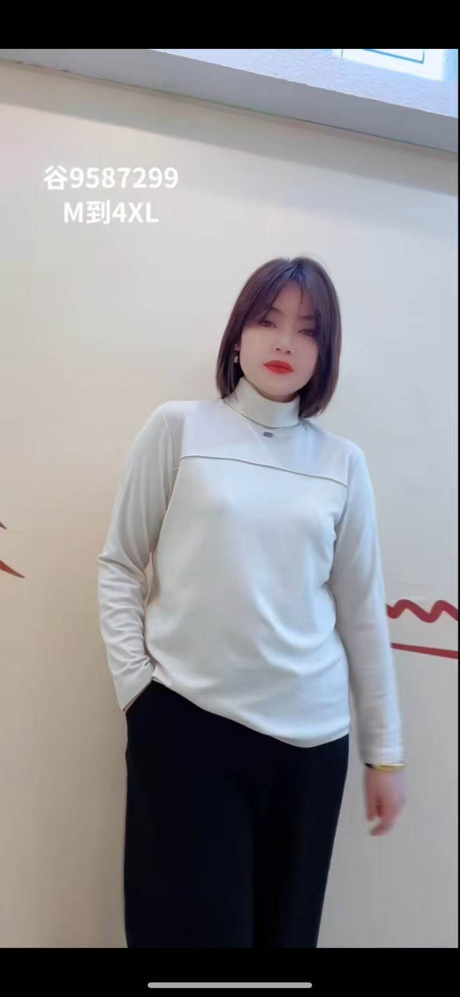 谷马9587大码T恤衫胖MM高领打底衫女200斤女装新款上衣小衫年货春