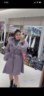 芮娜依莲9157大码羊毛呢外套胖mm羊绒大衣200斤女装新款狐狸毛领