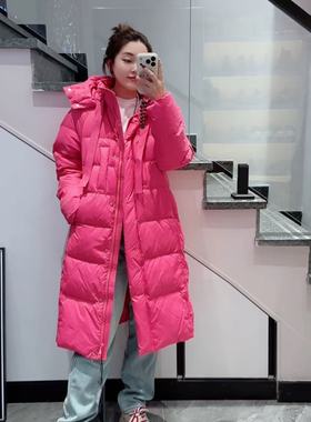 金影奇95050大码羽绒服女胖MM长款90白鸭绒棉袄200斤女装新款棉衣
