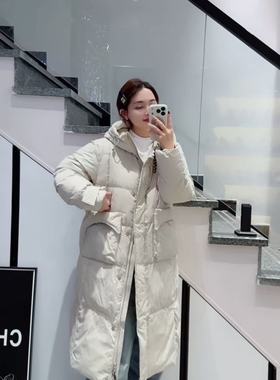金影奇95052大码羽绒服女胖MM长款过膝棉衣200斤女装新款90白鸭绒