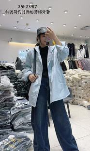 棉袄棉服冬 新款 妃儿红3917大码 超薄棉衣女胖MM夹棉风衣200斤女装